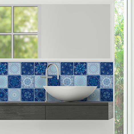 Stickers muraux - Sticker Mural Carrelage adhésif Cuisine Salle de Bain - 9 STICKERS CARRELAGES BOHÈME YUMTAX - 9stickers10x10cm (1/5)