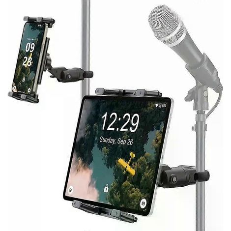 Tablet-Halterung für Mikrofonständer, Musikständer, Tablet-Halterung für iPad, Smartphone, Tablet-Mikrofonständer für Live-Streaming (1/4)