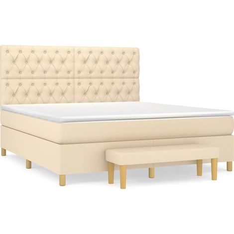 Maison Exclusive - Sommier à lattes de lit avec matelas Crème 160x200 cm Tissu (1/5)