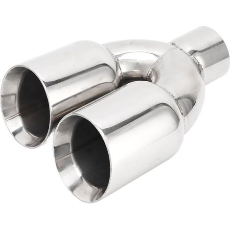 63x89mm voiture double embout d'échappement en acier inoxydable argent soudure sur tuyau d'échappement universel en forme de Y pour Automobiles (1/4)