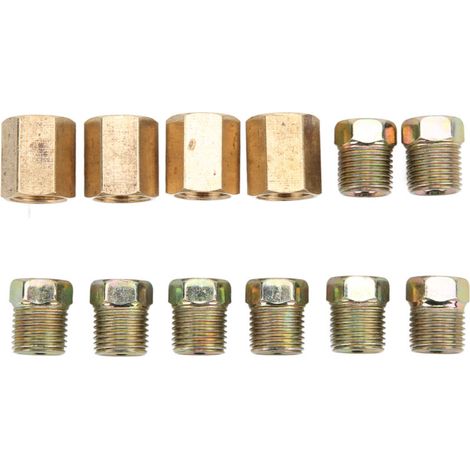 Assortiment de raccords de conduite de frein à filetage 7/16 pouces-24, accessoires de voiture en laiton pour Tube de frein de 1/4 pouces, 12 pièces (1/5)