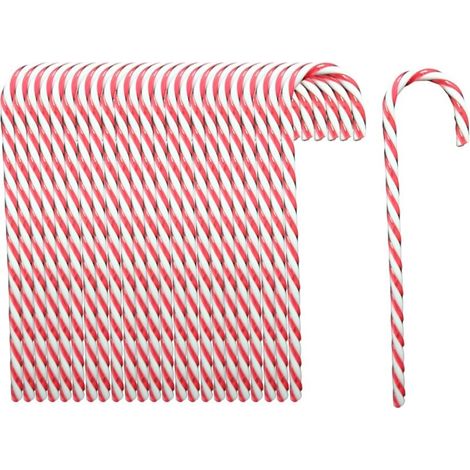 24 Stück (15 cm) Zuckerstangenanhänger, Christbaumschmuck, rot-weiße Zuckerstangendekorationen (1/5)
