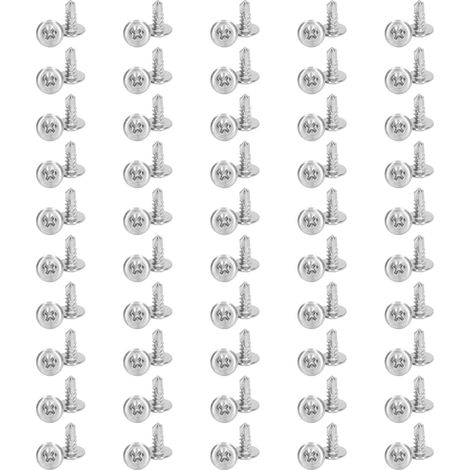 Vis autoforeuse inox 410, tête plate ronde avec rondelle, vis mécaniques 4,8x13mm, lot de 100 pièces (1/5)