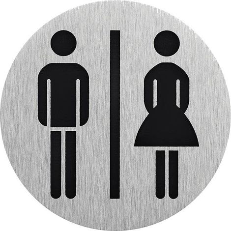 Targa per porta in alluminio "pittogramma signore/gentiluomini" Ø75mm