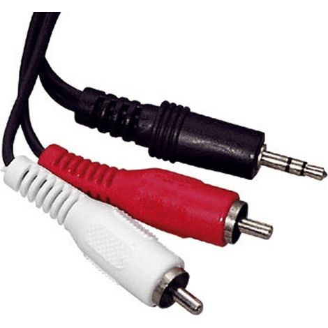 CABLE JACK 3,5MM.MALE/2X RCA-MALE, 1,5MT POUR PIECES SON VIDEO - 143285