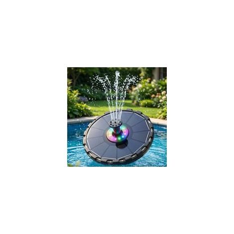 Fontaine solaire, lumières flottantes 7 couleurs pour piscine extérieure, accessoires de piscine, fontaine flottante, fontaine de bassin, idéale pour terrasses et jeux d'eau de jardin (1/5)
