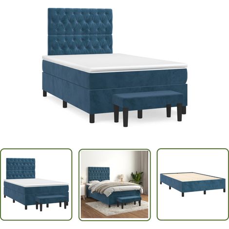 The Living Store Boxspringbett mit Matratze Dunkelblau 120x190 cm Samt - Samtbett - Boxspringbett - Doppelbett - Betten Günstig - Schlafsofa (1/5)