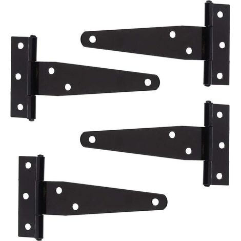 4 pièces 5 pouces peinture noire galvanisé en forme de T charnière triangulaire en forme de T charnière métal fer antirouille porte，Pour meubles de maison, portes et fenêtres, etc. (1/5)