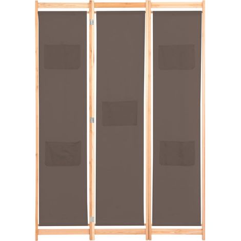 Cloison de séparation 3 panneaux Marron 120x170x4 cm Tissu (1/5)