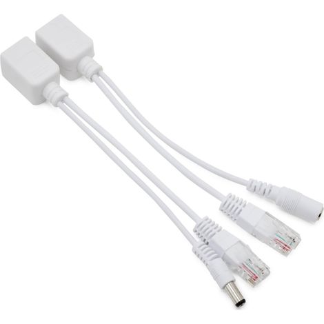 Adaptateur PoE Passif RJ45 - Injecteur et Séparateur 12 V - Pour Caméras de Sécurité et Points d'Accès Sans Fil - Lot de 2 Pièces (1/5)