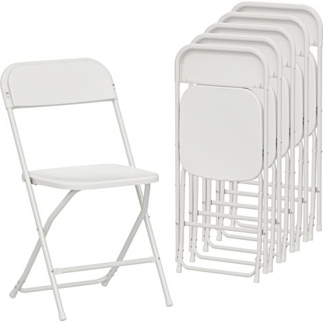 HOMCOM Set 6 Sedie Richiudibili con Fori di Drenaggio 45x49x79.5 cm Bianco