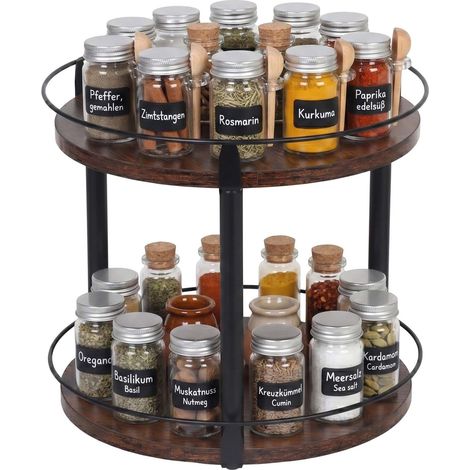 Rotating Spice Carousel Rack - Metal, Multi-Tier Organizer (1/5)