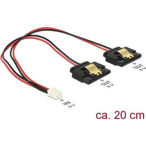 Delock Cable de alimentaciÃ³n hembra de 2 contactos  2 x Toma SATA de 15 contactos (5 V) de metal y 20 cm