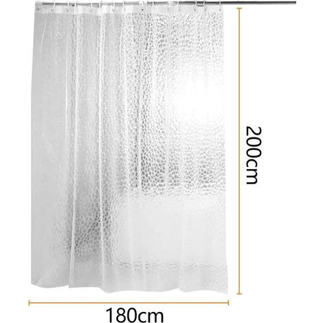 Lntyq Rideau de douche anti-moisissure 180 x 200 cm, rideau de douche lavable en EVA translucide 3D, imperméable, antibactérien et à séchage rapide, adapté aux baignoires, salles de bain (1/5)