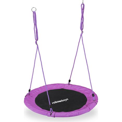 Balançoire nid d'oiseau ronde suspendue jardin 90 x 90 x 5 cm assise confortable en métal vert (1/4)