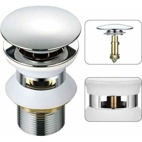Universel Bonde Lavabo avec Trop-plein Pop-Up Automatique Push Open Click Clack pour Salle de Bain 1-1/4 en Laiton Chromé (1/4)