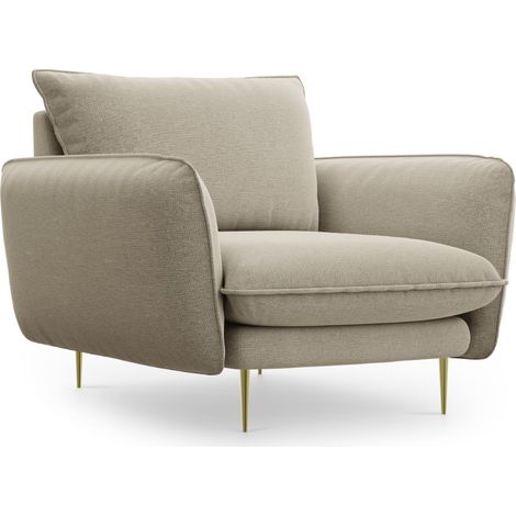 Fauteuil en tissu structurel beige (1/5)