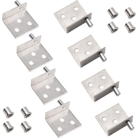Lot de 4 charnières pivotantes à arbre dissimulé pour porte d'armoire en bois avec goupille pour porte d'armoire en bois à pivot libre (argent) (1/4)