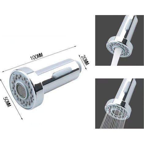 Robinet Cuisine Remplacement - Tête de Douchette Extractible pour Mitigeur - Raccord Fileté Extérieur 20 mm - ABS - Noir Brossé (1/4)