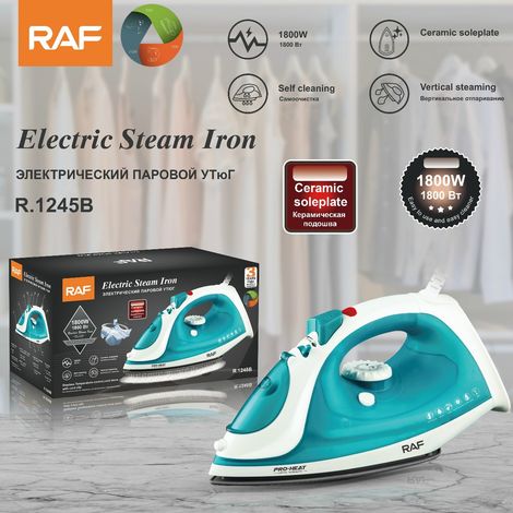Fer à repasser portable (bleu) aux normes européennes - Fer électrique - Utilisation sur surfaces sèches et humides - Fer à vapeur - Usage domestique (1/3)