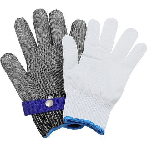 Gants résistants aux coupures de cuisine, niveau de protection 5. Gants en chaîne pour boucher et huîtres, idéals pour trancher à la mandoline, découper la viande et sculpter. Confortables et durables (1/5)