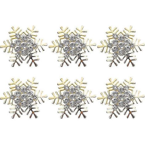 6er-Set Serviettenringe in Schneeflockenform, vielseitig verwendbar, aus einer Legierung, ideal als Geschenk (1/5)