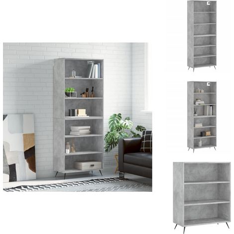 Buffet gris béton 69,5x32,5x180 cm bois d'ingénierie - Buffet Design Moderne - Meuble De Rangement - Armoire Élégante - Buffet Haut - Buffet Gris (1/5)