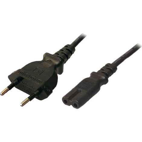 Cable- CEE 7-16 -C- prise.IEC C7 femelle- 1.8m- noir- 2.5A- 250V