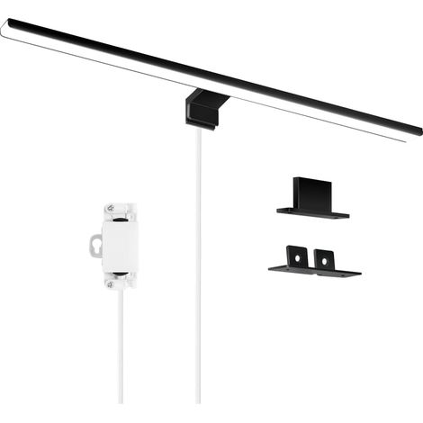 8W LED-Badezimmerspiegelleuchte, Schwarz, 60CM, 680LM, 6000K Kaltweiß, IP44 Badezimmerleuchte, Klemmleuchte für Spiegelschrank/Wand (600mm)