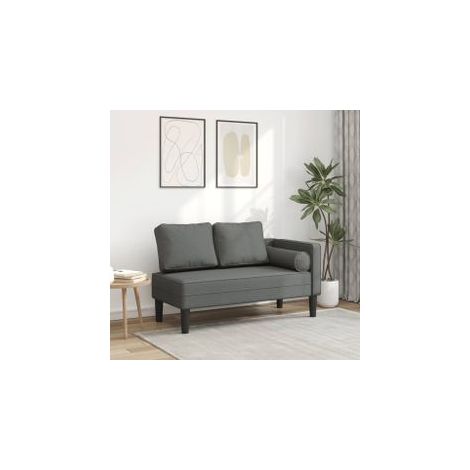 Chaise longue avec coussins gris foncé tissu (1/5)
