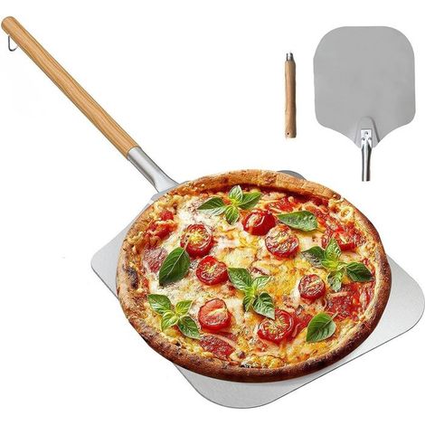 Pelle à pizza en aluminium de 66 cm avec poignée en bois (1/4)