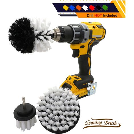 QAZQA 3 Pièces Brosse de Nettoyage Perceuse Électrique - Épurateur électrique pour Brosse de Nettoyage pour le Nettoyage de Salles de Bains, Dalles de Piscine, Briques, Céramique, Blanc(Perceuse Non I