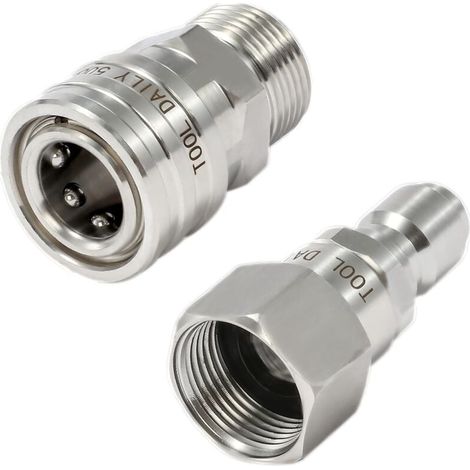 Hochdruckreiniger-Adapter-Set mit Drehgelenk, M22 14 mm auf 3/8 Zoll Schnellanschluss, Edelstahl, für Hochdruckreiniger-Schlauch, 5000 PSI (1/4)