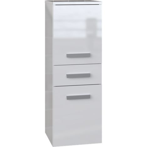 Hucoco – Meuble colonne salle de bain 2 portes – 1 tiroir – 30x30x85cm – Panneaux mélaminés blanc mat – Montage facile (1/5)