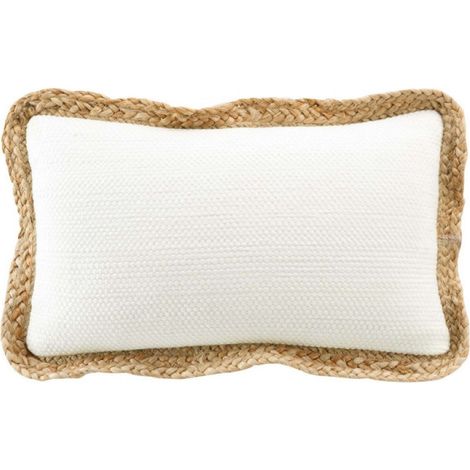 Coussin déhousssable passepoil 30 x 50 cm polycoton +jute Akina Naturel (1/5)
