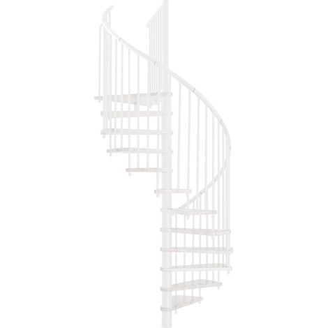 Minka Spindeltreppe Spiral Effect 38 - 305,5cm Geschosshöhe Weiß Weiß 140cm Durchmesser