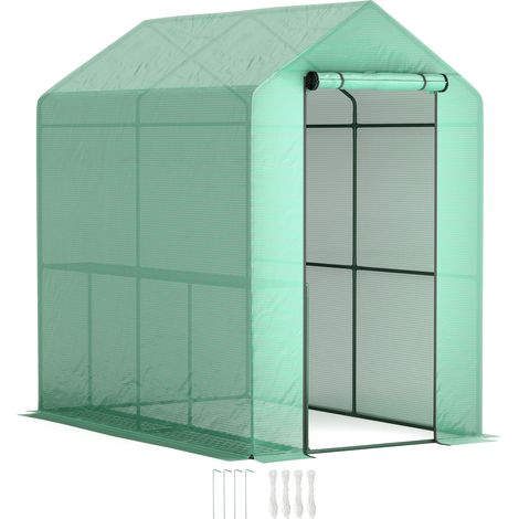 Outsunny Walk in Greenhouse w/Shelves Steeple Grow House 120 x 186 x 190 cm