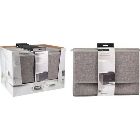 Casier de rangement pliable gris, coffre de stockage escamotable, boîte à vêtements pliante, organiseur de maison avec couvercle, rangement polyvalent pour chambre et placard.