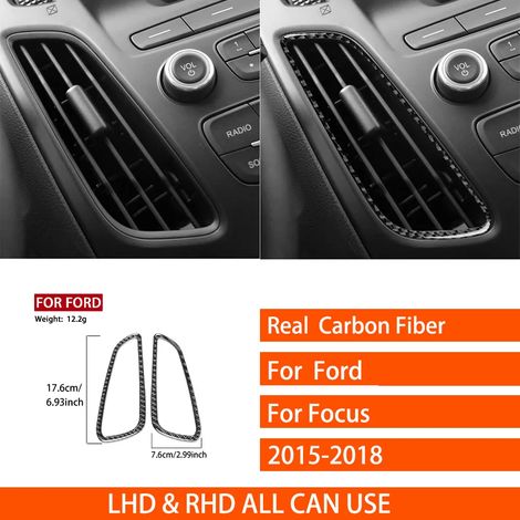-2 Convient pour Ford Focus SE RS ST Ecoboost 2015-2018. Autocollants décoratifs en véritable fibre de carbone pour autoradio central, lecteur CD et panneau de porte. (1/4)