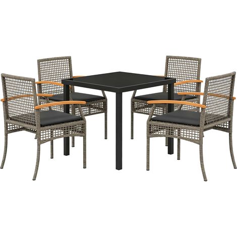 Maison Exclusive - Set da Pranzo per Giardino 5 pz Grigio e Nero Rattan (1/5)