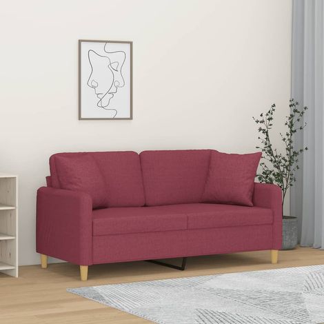 2-Sitzer-Sofa mit Zierkissen Weinrot 140 cm Stoff (1/5)