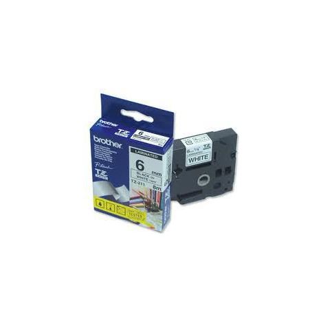 Cinta Brother P-Touch negra sobre blanco, TZ211