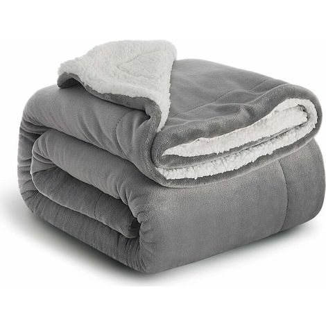 Plaid Canape Couverture Polaire - Jete de Canape Gris 150CMx200CM (1/5)