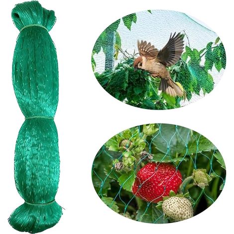 Vogelschutznetz 4 x 10 m, Garten- und Gemüsebeetnetz, Taubennetz, Vogelschutznetz, zum Schutz von Pflanzen, Früchten, Blumen, Bäumen und Teichen, feine Maschenweite 1,5 x 2 cm, grün (1/5)