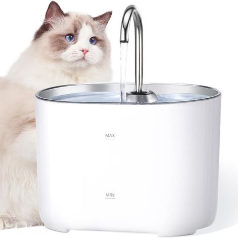 2,2-Liter-Universal-Wassernapf für Katzen und Hunde, geräuscharm, weiß (1/5)