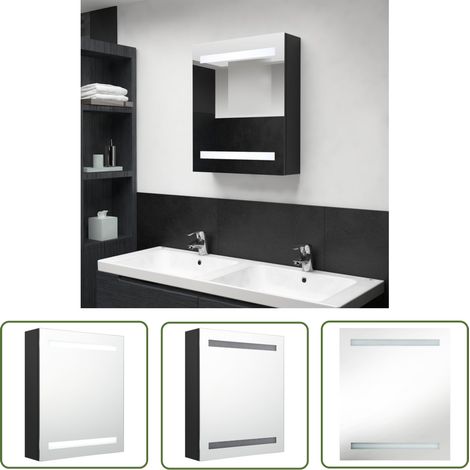 The Living Store Armoire de salle de bain à miroir LED noir 50x14x60 cm - Armoire Salle De Bain - Miroir Led - Meuble Salle De Bain - Vanity - Éclairage Salle De Bain (1/5)