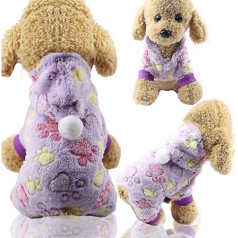 Weiche, warme Hundebekleidung für Hunde: Jumpsuits, Fleece-Hundemäntel, Jacken, Pyjamas, Chihuahua-Kleidung, Outfit, Haustierkleidung, Lila (1/5)