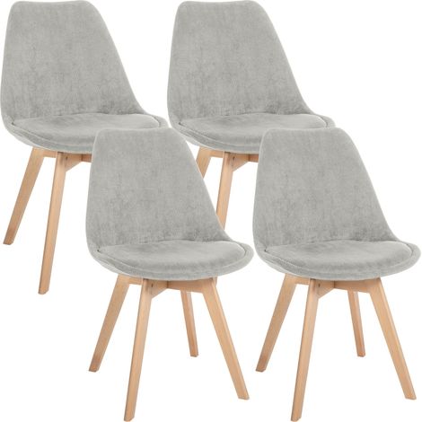 4er Set Esszimmerstühle Linares grau Cord