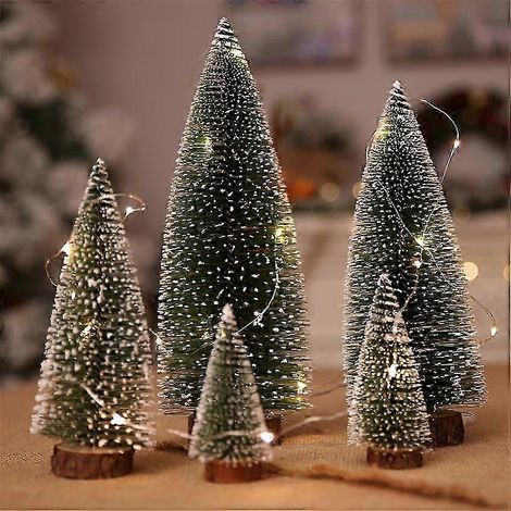 Décorations de Noël créatives, ornements pour sapin de Noël, mini sapin de Noël blanc en aiguilles de pin, mini décorations de Noël de bureau (1/2)