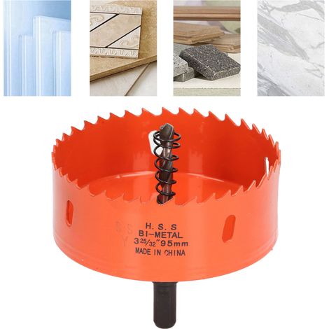 La scie cloche bimétallique HSS avec un mandrin robuste est utilisée pour fabriquer des plaques de cornhole, du bois, du PVC, des plaques de plâtre, de l'aluminium et du métal (3-25/32"). (1/5)